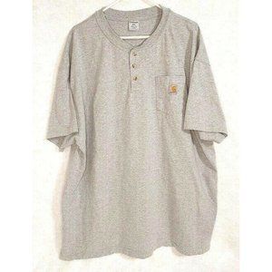 Carhartt Henley Shirt Men's 3XL Short Sleeve Gray Workwear Pocket